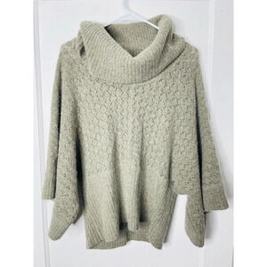 Jillian Jones Sweater Medium Wool Rabbit Hair Open Knit Cowl Neck Crop Stretch